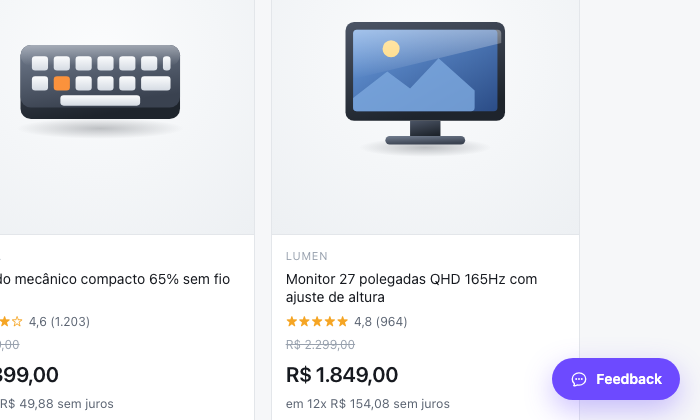 Botão de feedback do Clixy no canto inferior direito de um site